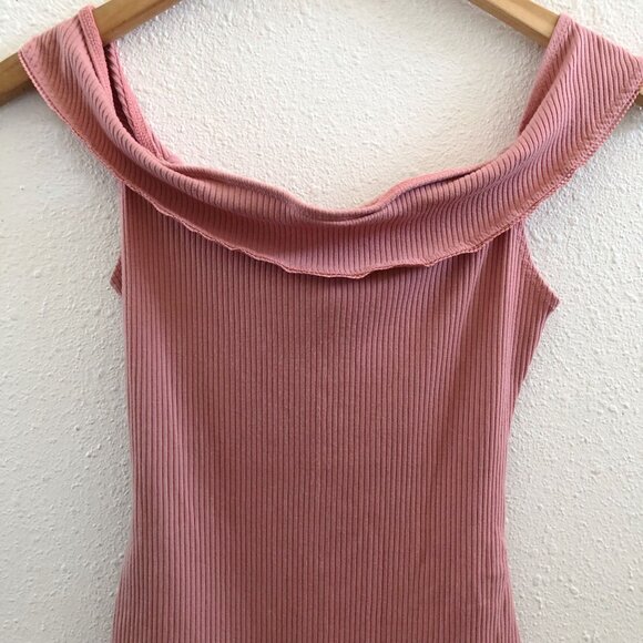 REFORMATION Pink Off Shoulder Ribbed Knit Bodysuit Size Small - Picture 5 of 11